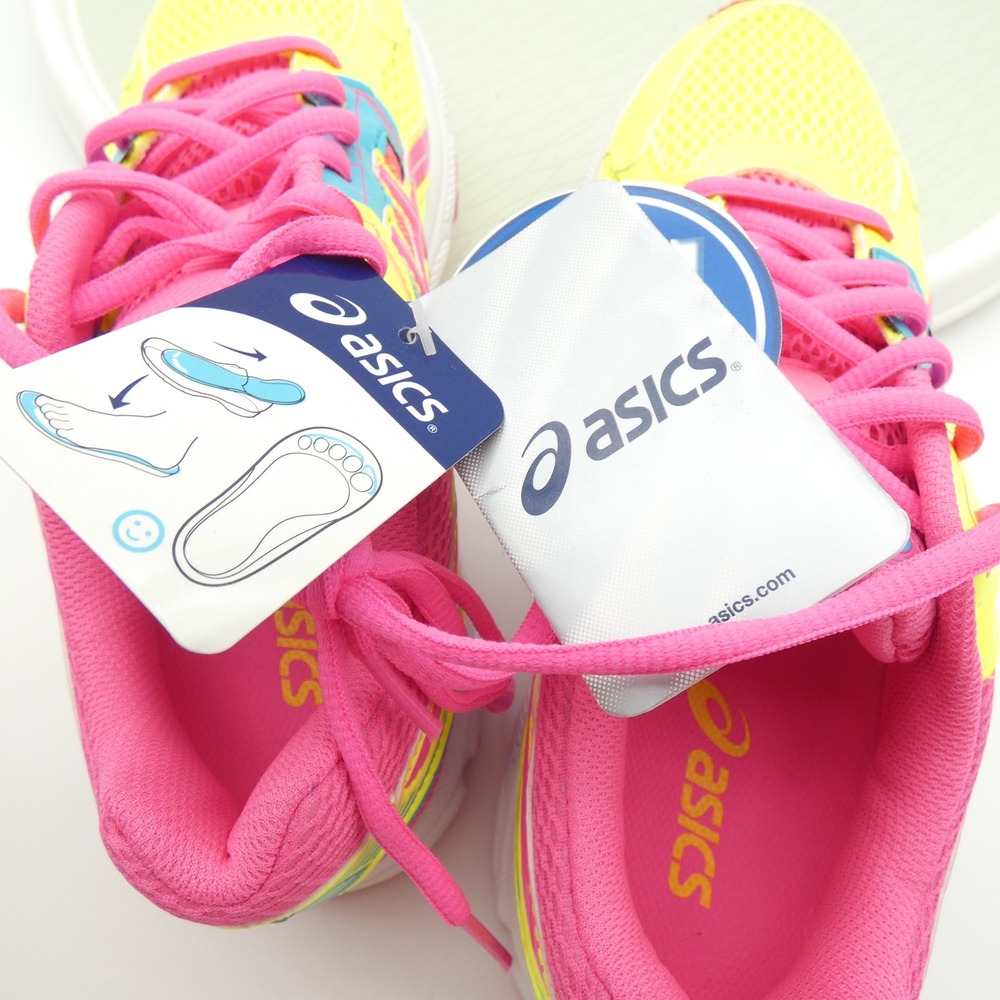 Asics Gel-Contend 3 Womens Running Shoes Neon Yellow Pink Blue C566N Size 6 - Picture 8 of 11